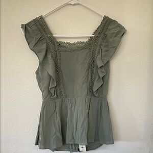 NWT Francesca's Collections Sage Ruffle Blouse